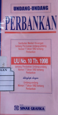 Image of Undang - undang perbankan UU no. 10 Th. 1998